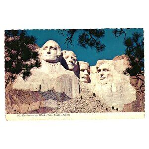 Mt Rushmore Black Hills South Dakota Souvenir Postcard Vintage RP203 Boston